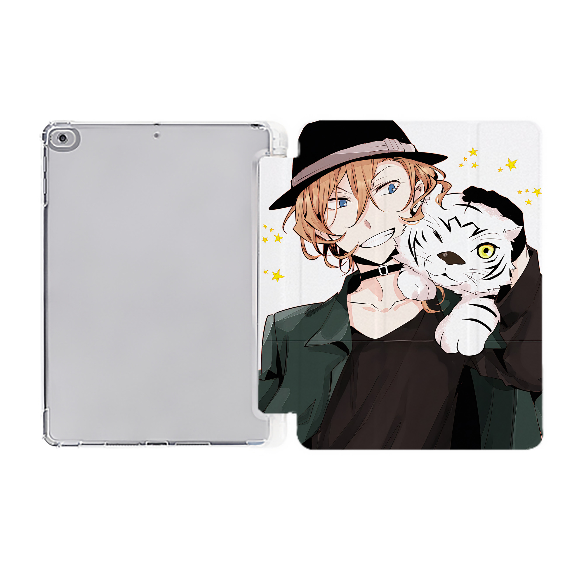 （画像用） 文豪ストレイドッグス Bungo Stray Dogs IPad ケース ペン収納付き 三つ折りスタンド PUレザー×シリコン 対応機種9.5/10.5/10.9インチ